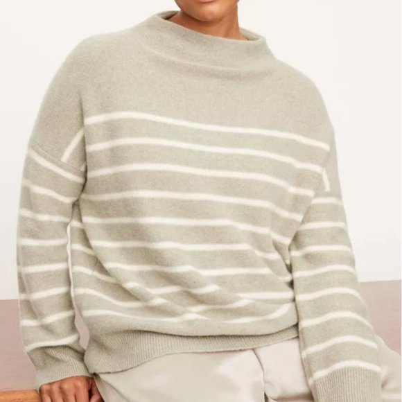 Vince Breton Stripe Boiled Cashmere Funnel Neck $425 NWT - Picture 3 of 8